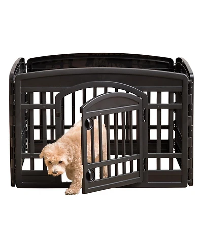 Iris Usa 24" Exercise 4-Panel Pet Playpen with Door, Dog Playpen, Puppy Playpen, for Puppies and Small Dogs, Keep Pets Secure, Easy Assemble, Fold It