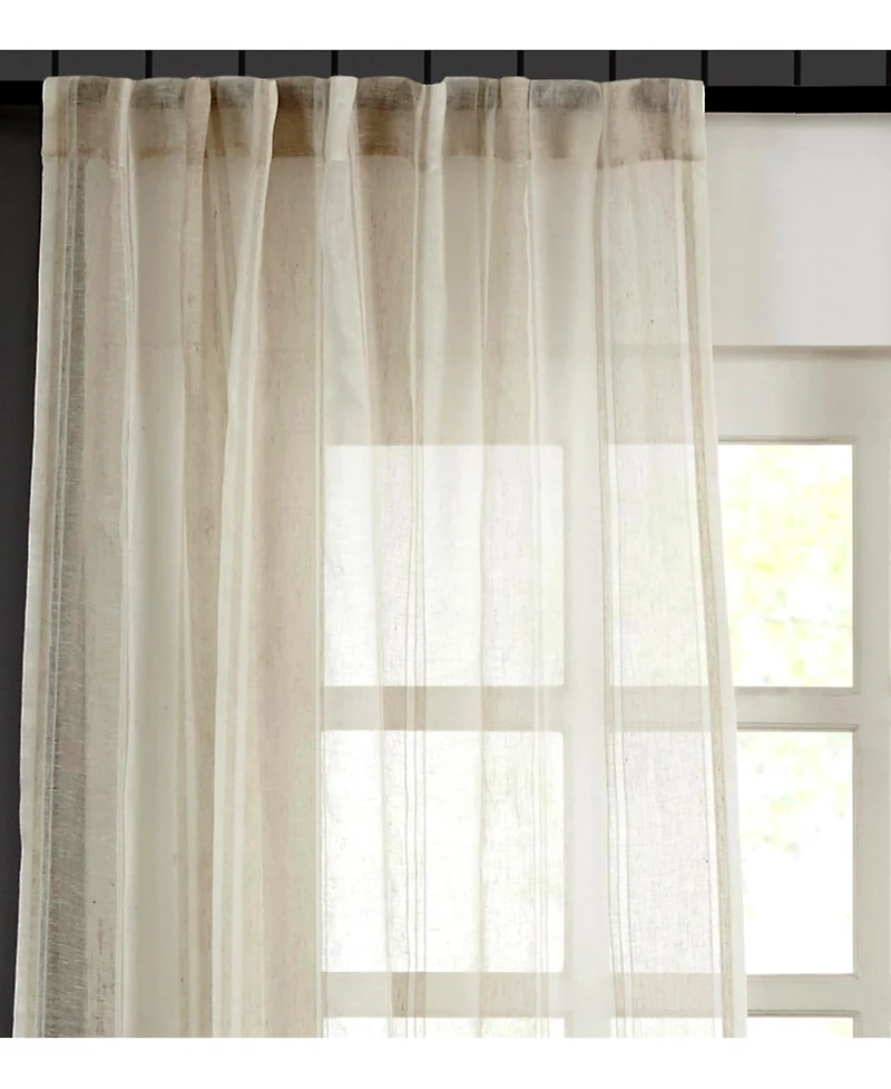 Ihi Home Lurex Linen Sheer Curtain Panel - Rod Pocket and Hidden Back Tabs