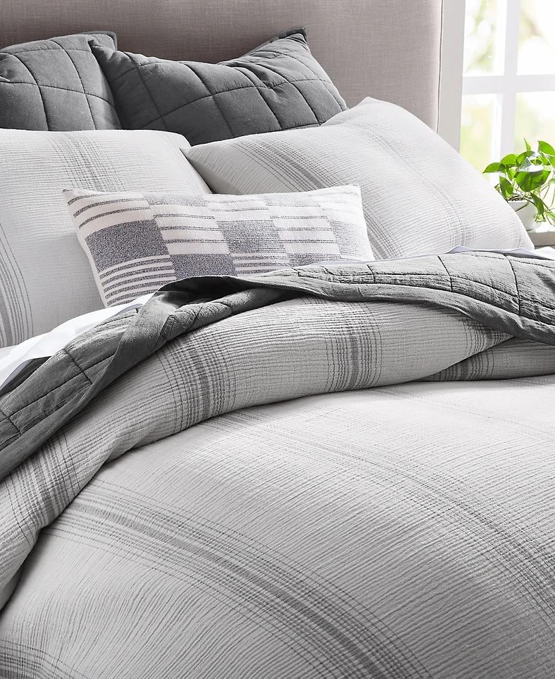 Oake Artisanal Stripe 3-Pc. Duvet Cover Set, Full/Queen, Exclusively at Macy's