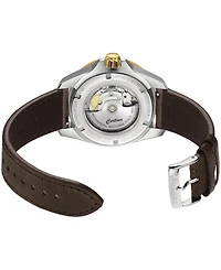 Certina Men's Swiss Automatic Ds Action Gmt Powermatic 80 Brown Leather Strap Watch 41mm