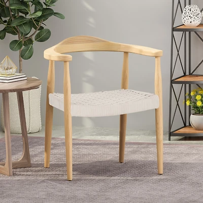 Streamdale Furniture Mid-Century Modern Club Chair With Ash Wood Frame And Rope Weave
