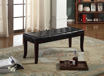 Streamdale Tufted Bench, Faux Leather, Espresso