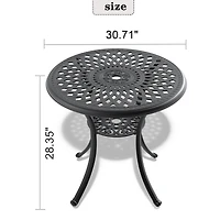 Streamdale 30.71" Cast Aluminum Patio Table with Umbrella Hole