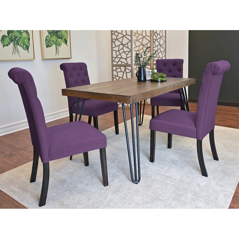 Simplie Fun 5-Piece Dining Set, Hairpin Dining Table with 4 Chairs, 4 Color Options