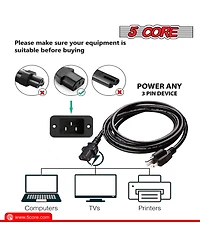 5 Core 6 Feet 2 Pieces 3 Prong Replacement Ac Wall Power Cord for Lcd Computer Monitor Premium Quality Copper Wire Pc 1001 2 Pcs
