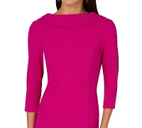 Adrianna Papell Women's Collared 3/4-Sleeve Sheath Dress