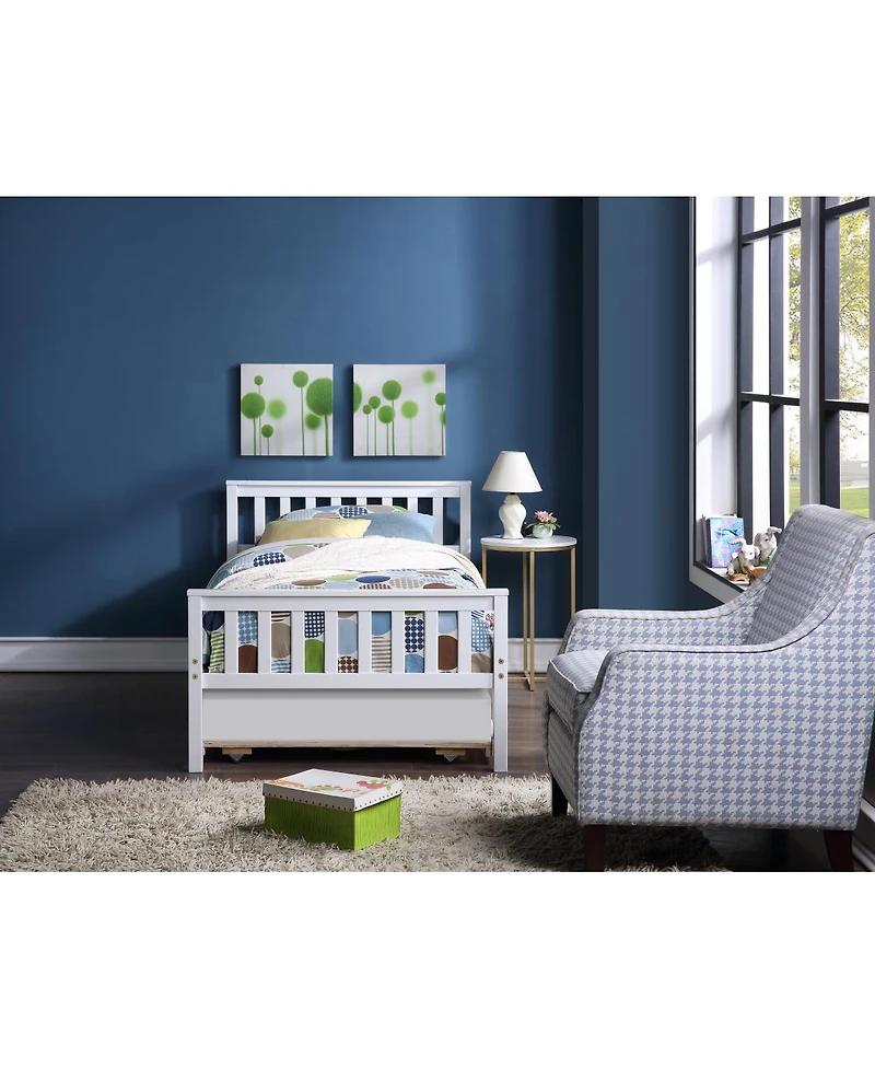 Twin Bed With Trundle, Platform Bed Frame With Headboard And Footboard, For Bedroom Small
