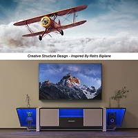 Streamdale Biplane Shape Led Tv Stand with Remote Control Lights