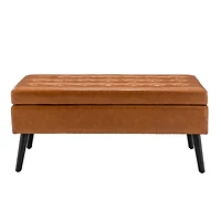 Tufted Beige Storage Bench with Spacious Hidden Compartment