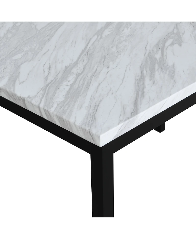 Streamdale Noyes Metal Dining Table with Laminated Faux Marble Top, Off-white