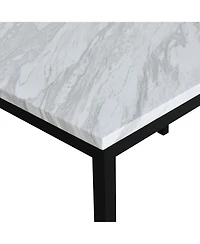Streamdale Noyes Metal Dining Table with Laminated Faux Marble Top, Off-white