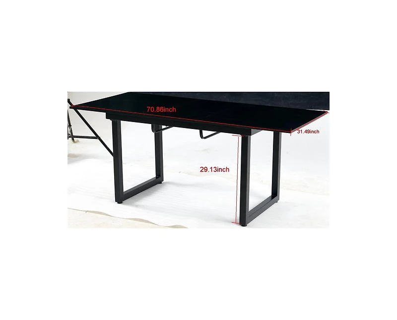 Streamdale Furniture Black Extendable Dining Table, Space-Saving Kitchen Table (70.86" x 31.5" x 29.5")