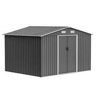 10x8FT Outdoor Storage Shed with Metal Base & Lockable Doors