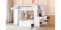 Streamdale Twin Loft Bed with Desk, Shelves, and Wardrobe