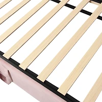 Streamdale Twin Size Upholstered Daybed With Extendable Trundle, Pink