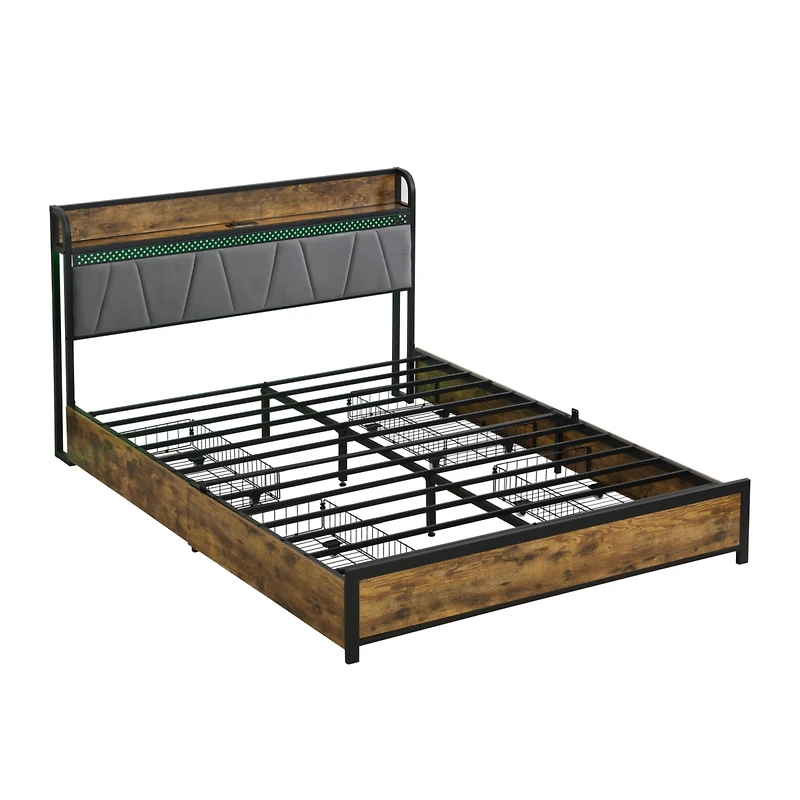 Streamdale Queen Bed Frame with Storage and Tech