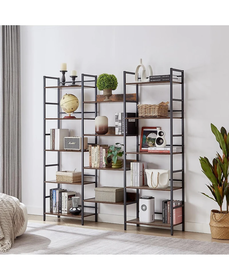 Streamdale Rustic 5-Shelf Bookshelves and Console Table Set