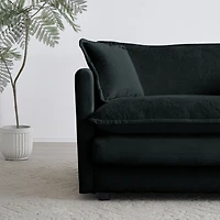 Black Chenille Ottoman Footrest for Sofa