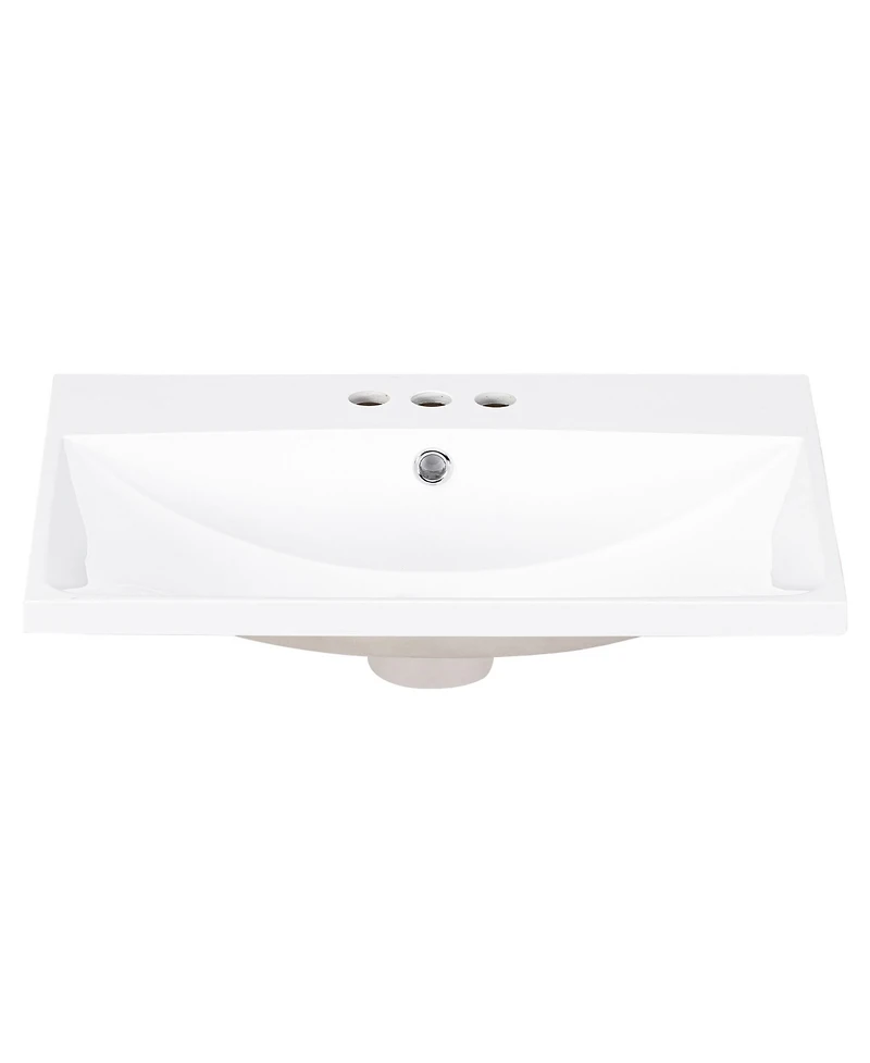 Streamdale 24" Ceramic Vanity Top, White Basin, 3-Faucet Holes