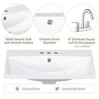 Streamdale 24" Ceramic Vanity Top, White Basin, 3-Faucet Holes