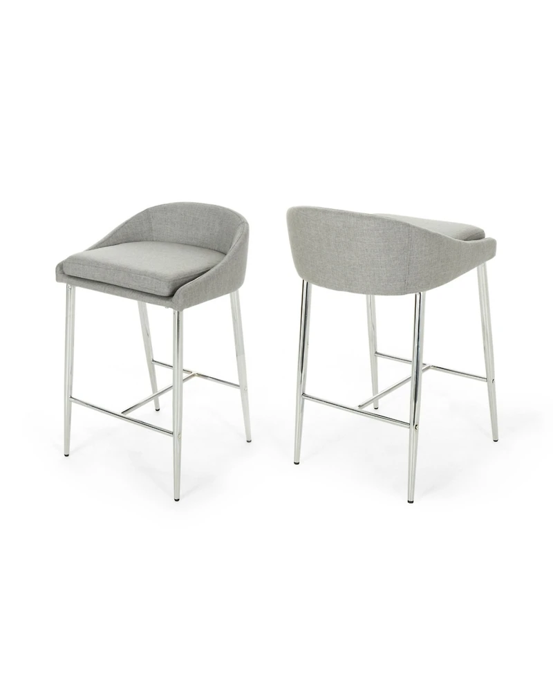 Streamdale Modern Upholstered Counter Stool Set with Chrome Base