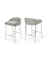 Streamdale Modern Upholstered Counter Stool Set with Chrome Base