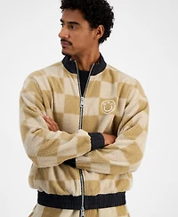 Hugo by Boss Men's Naliso Relaxed Fit Zip-Front Checkered Track Jacketed