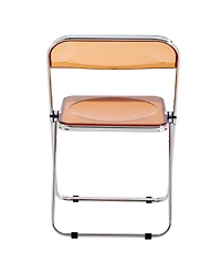 Simplie Fun Yellow Clear Transparent Folding Chair Chair Pc Plastic Living Room Seat