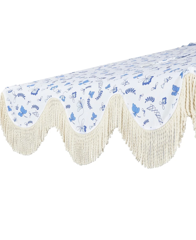 Jonathan Y 9ft Half Market Umbrella, Scalloped Fringe, Crank, Button Tilt, Uv Protection
