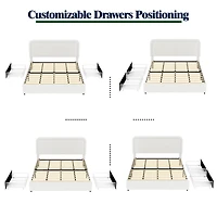 Streamdale Liv 2-Drawer Boucle Upholstered Bed with Tufted Headboard