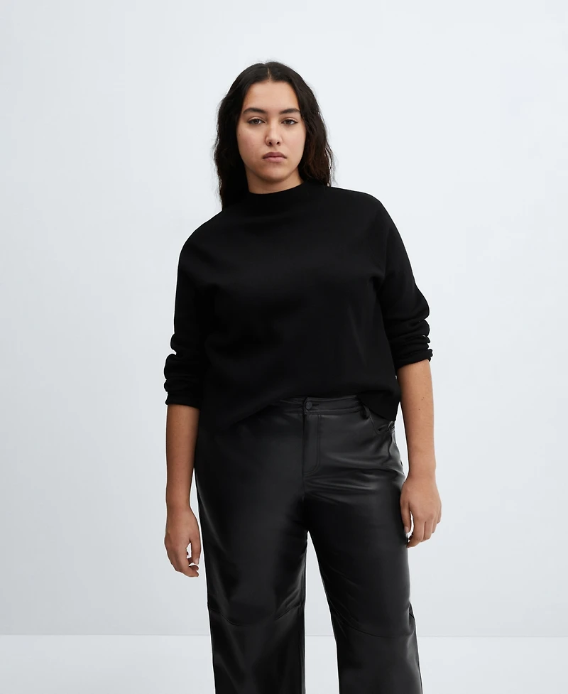 Mango Women's Mid-Rise Leather Effect Trousers