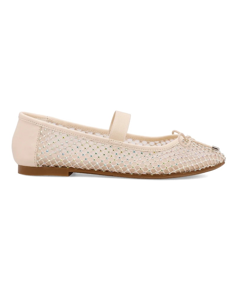 Mia Women's Unica Mary-Jane Rhinestone Mesh Flats