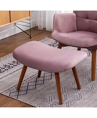 Simplie Fun Contemporary Silky Velvet Tufted Accent Chair with Ottoman, Mauve
