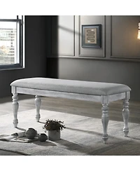 Streamdale Furniture Upholstered Turned Leg Dining Bench, Rustic White