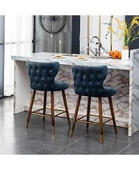 Streamdale Mid-Century Modern Suede-Like Counter Height Stools (Set of 2)