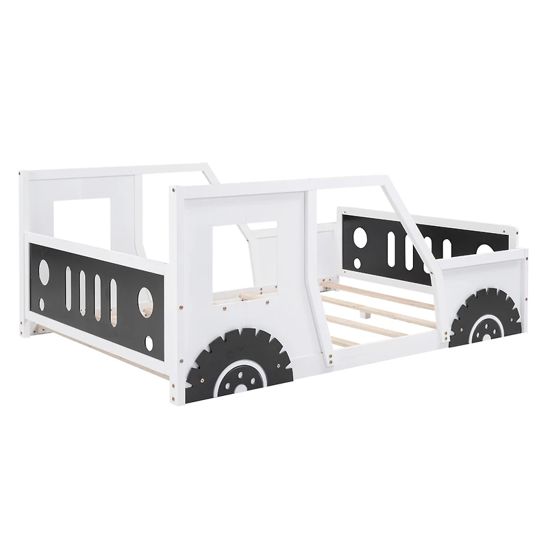 Streamdale Full Classic Car-Shaped Platform Bed With Wheels