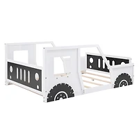 Streamdale Full Classic Car-Shaped Platform Bed With Wheels