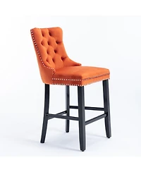 Streamdale Handcrafted Velvet Barstools with Supportive Backrest