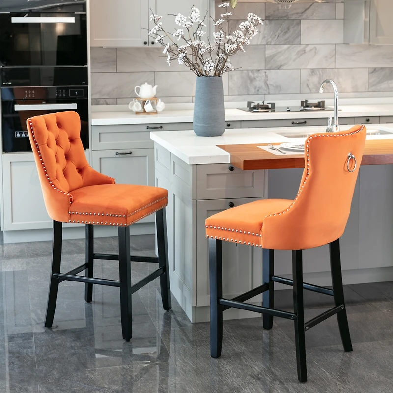 Streamdale Handcrafted Velvet Barstools with Supportive Backrest