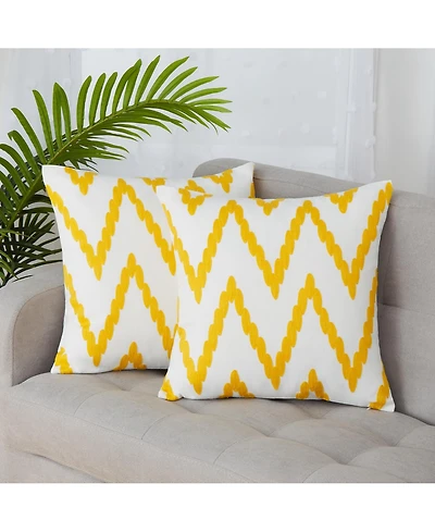 Caromio 2Pcs Chevron Embroidered Decorative Throw Pillow Covers 18" x 18"