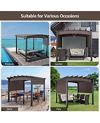 Costway 10 x 10ft Patio Pergola Gazebo Sun Shade Shelter W/Retractable Canopy