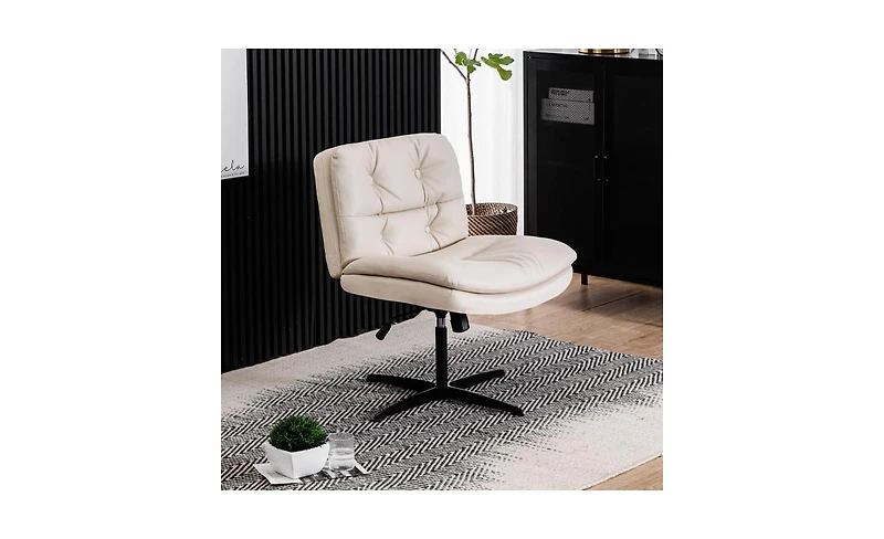 Streamdale Large Size Armless Home Office Desk Chair Vanity Chair No Wheels