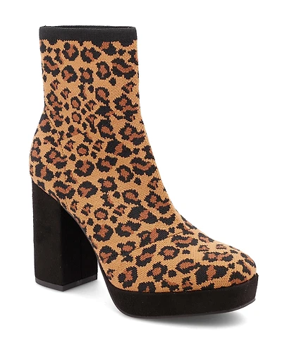 Mia Women's Candra Knit Platform Block-Heel Booties