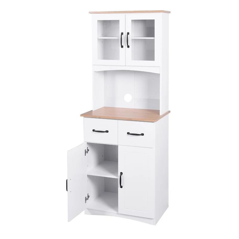 Streamdale White Wooden Kitchen Pantry with Glass Door Storage