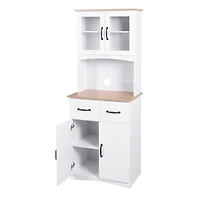 Streamdale White Wooden Kitchen Pantry with Glass Door Storage