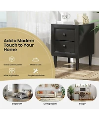 Sugift 2 Pieces Multipurpose Retro Nightstand Set with Drawers
