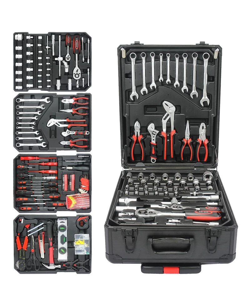 Streamdale Hand Tool Box With 4 Layers Of Toolset And Wheels