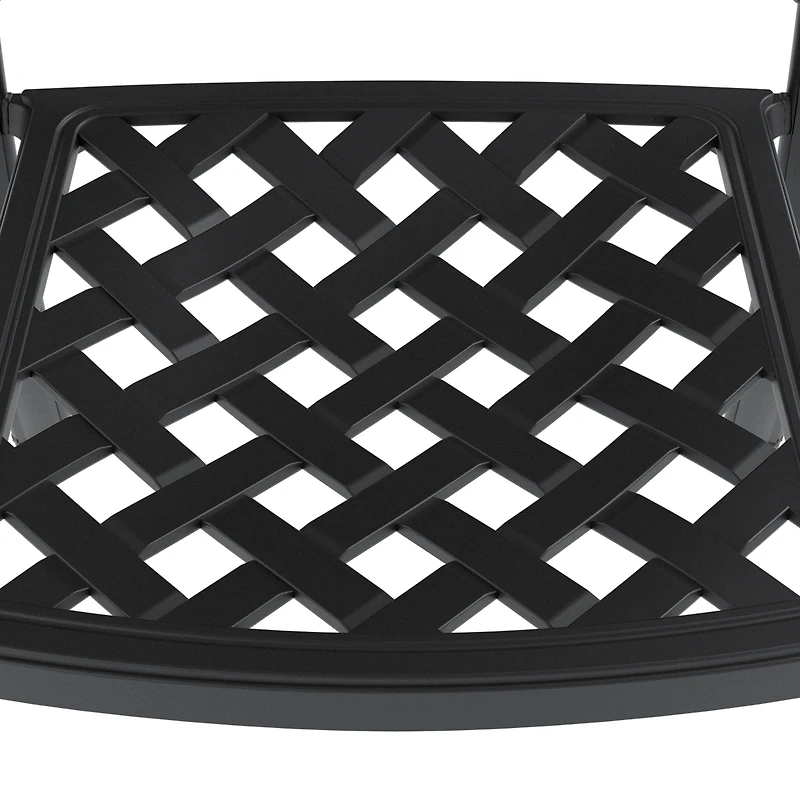 Streamdale Premium Aluminum Table and 4 Stacking Chairs with Cushions, Black