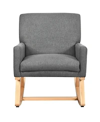 Gymax Mid Century Fabric Rocking Chair Upholstered Accent Armchair Lounge Gray
