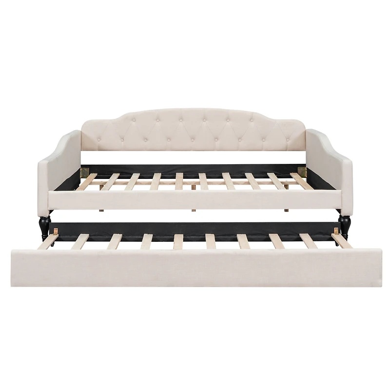 Simplie Fun Full Size Upholstered Tufted Daybed With Twin Size Trundle